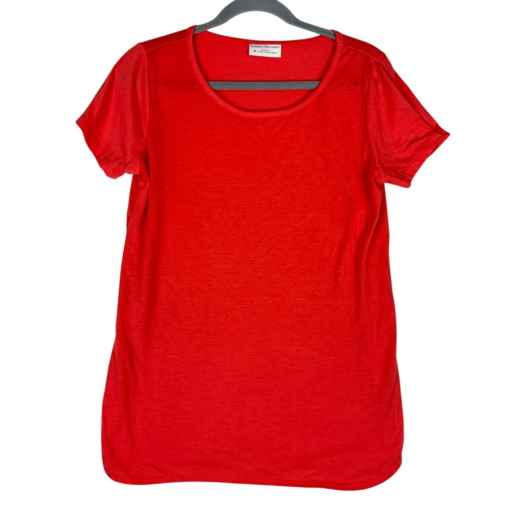 Bobbie Brooks‎ Shirt Womens Medium Red Scoop Neck Short Sleeve Jersey Basic Tee